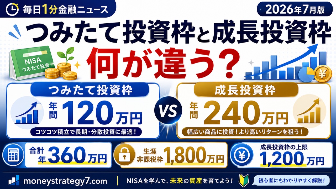 新NISAのつみたて投資枠と成長投資枠の違いを説明するアイキャッチ